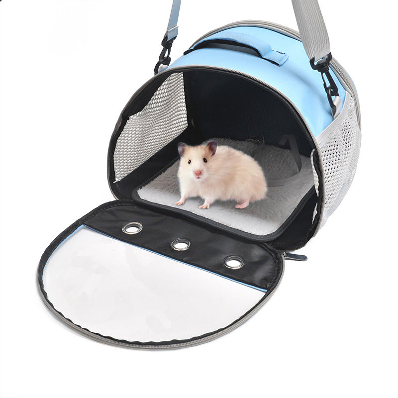 KFX-3296957 Pet Messenger Bag for Hamsters - Portable Shoulder Bag in Black, Light Blue, and Pink, Made of Oxford Cloth and PVC/Nylon