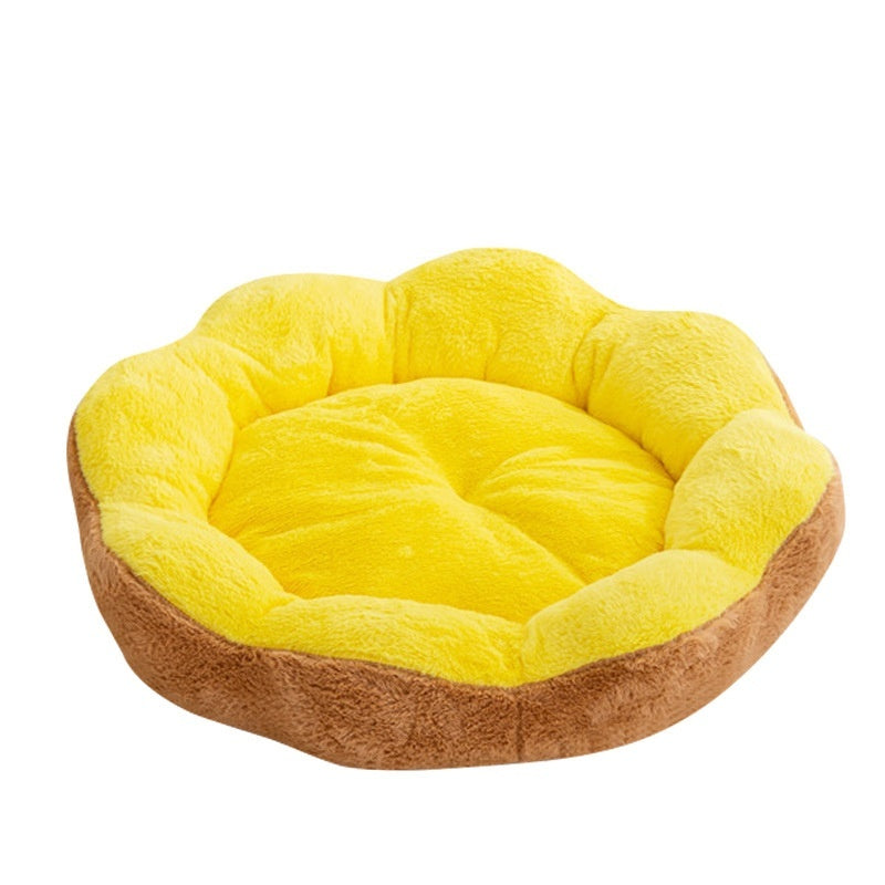 KFX-3297341 Thick Warm Rabbit Plush Round Nest Pet Bed - Detachable, Removable, Washable