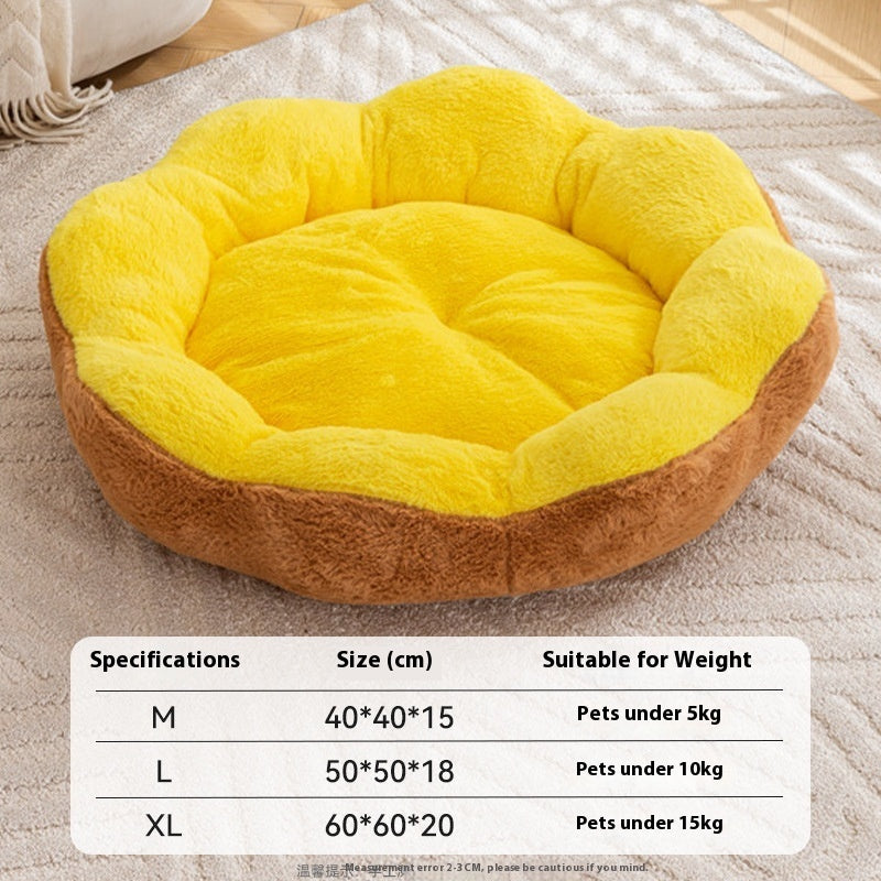 KFX-3297341 Thick Warm Rabbit Plush Round Nest Pet Bed - Detachable, Removable, Washable