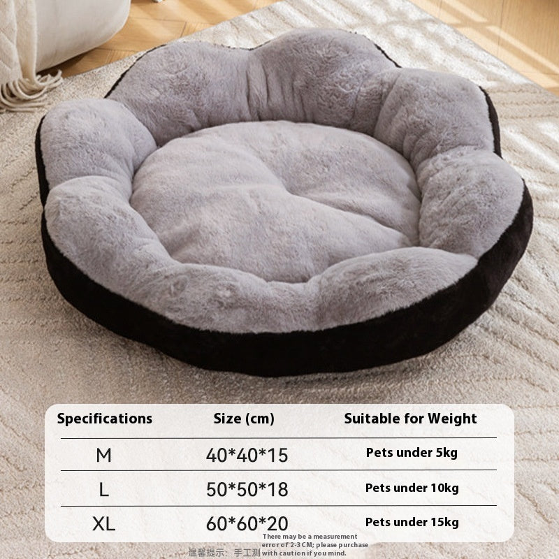 KFX-3297341 Thick Warm Rabbit Plush Round Nest Pet Bed - Detachable, Removable, Washable