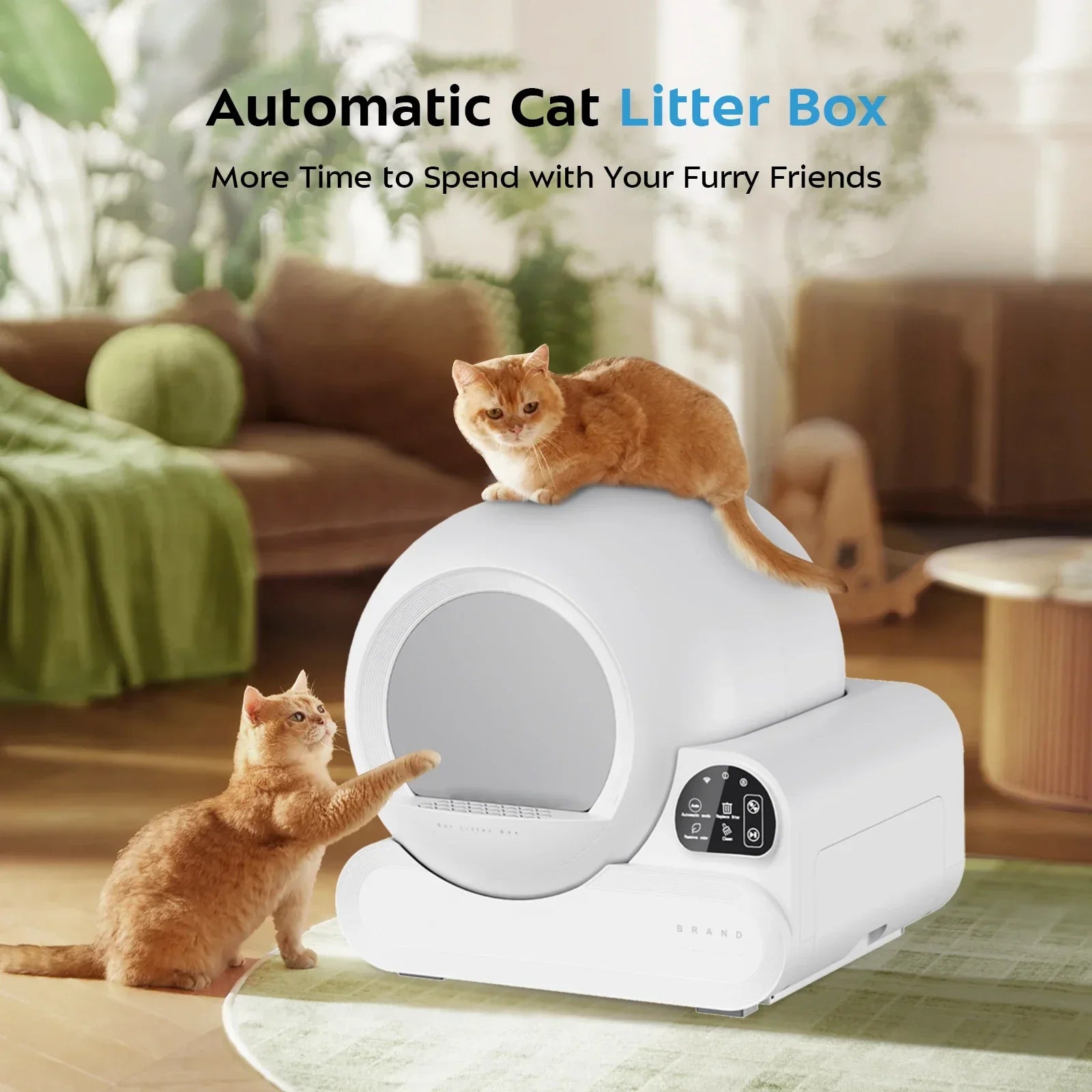 KFX-330067 WiFi Controlled Smart Cat Litter Box with 70L Capacity, Automatic Self-Cleaning, Odor Control, Dust-Free Design