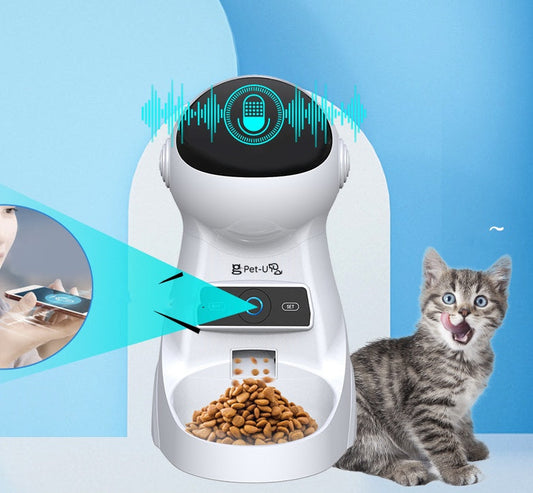 KFX-3302845 Programmable Automatic Pet Feeder with Timed Feeding and Recording Features