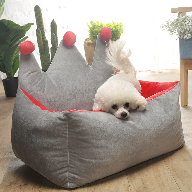 KFX-3303101 Crown-Shaped Removable & Washable Pet Bed for Small to Medium Dogs and Cats