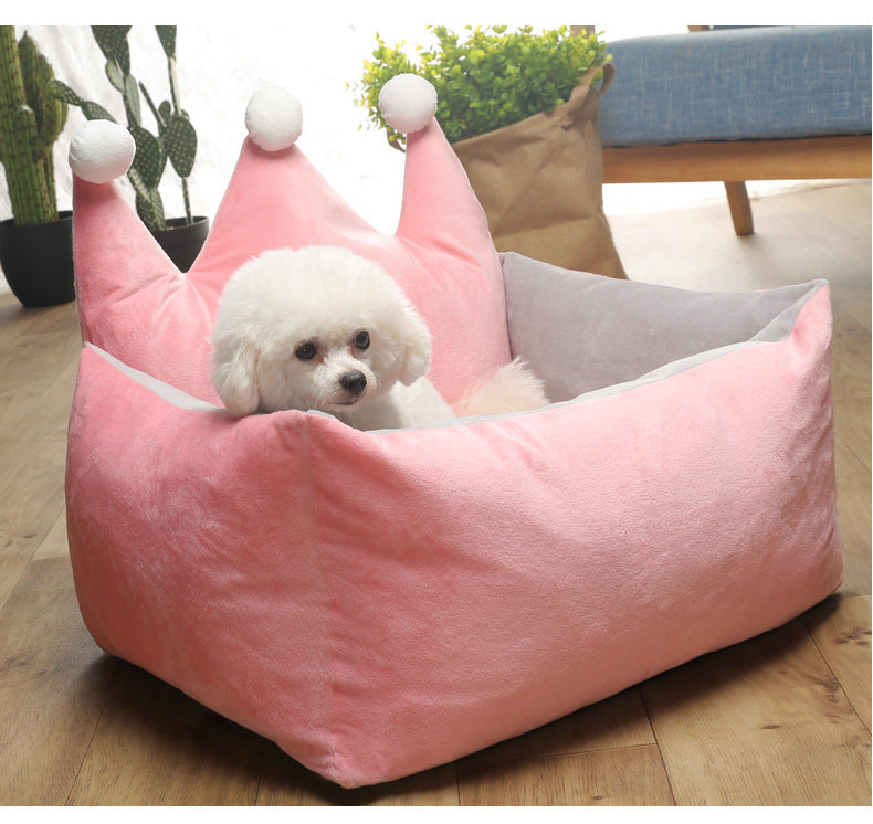 KFX-3303101 Crown-Shaped Removable & Washable Pet Bed for Small to Medium Dogs and Cats