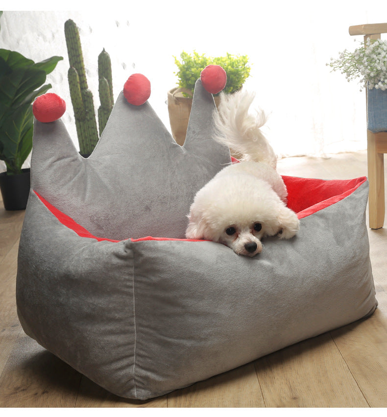 KFX-3303101 Crown-Shaped Removable & Washable Pet Bed for Small to Medium Dogs and Cats