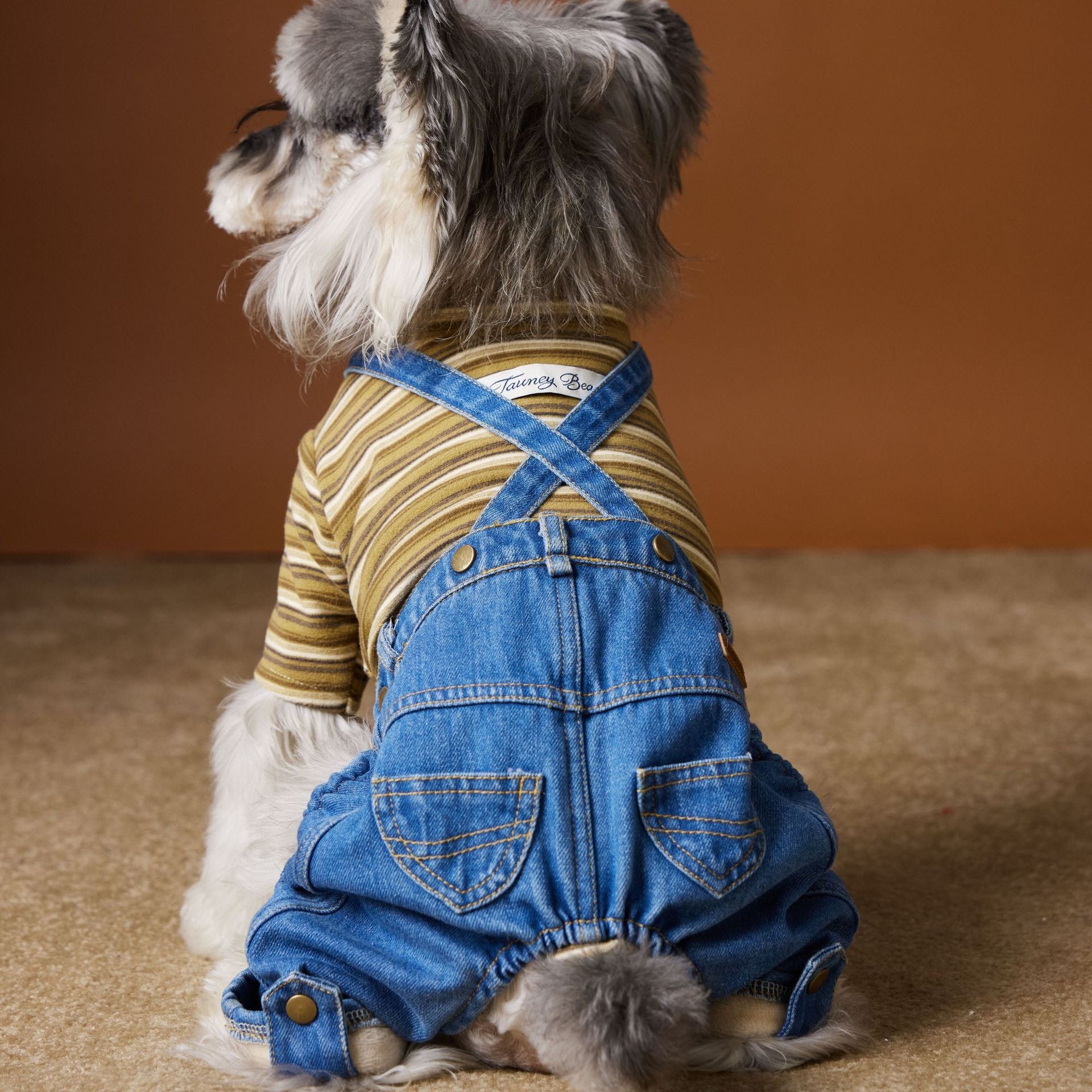KFX-3304637 Fleece-Lined Denim Jeans for Dogs - Cozy Autumn & Winter Clothing for Small Breeds