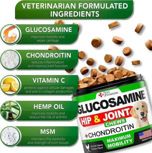 KFX-3304893 Dog Hip and Joint Supplement Chews with Glucosamine and Chondroitin - 240 Count