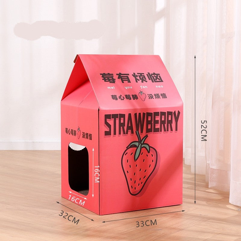 KFX-3305021 Detachable Cartoon House Cat Scratch Board with Durable Corrugated Paper Design