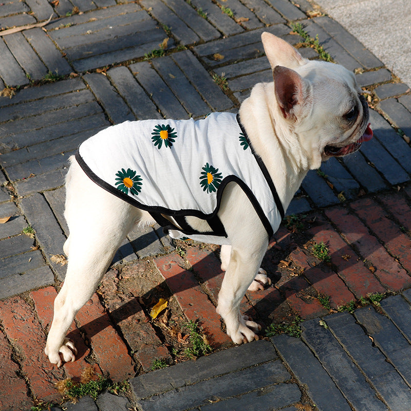 KFX-3305405 Lightweight Cotton Summer Pet Dog Vest in Strawberry and Chrysanthemum for Small to Medium Breeds