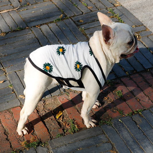 KFX-3305405 Lightweight Cotton Summer Pet Dog Vest in Strawberry and Chrysanthemum for Small to Medium Breeds