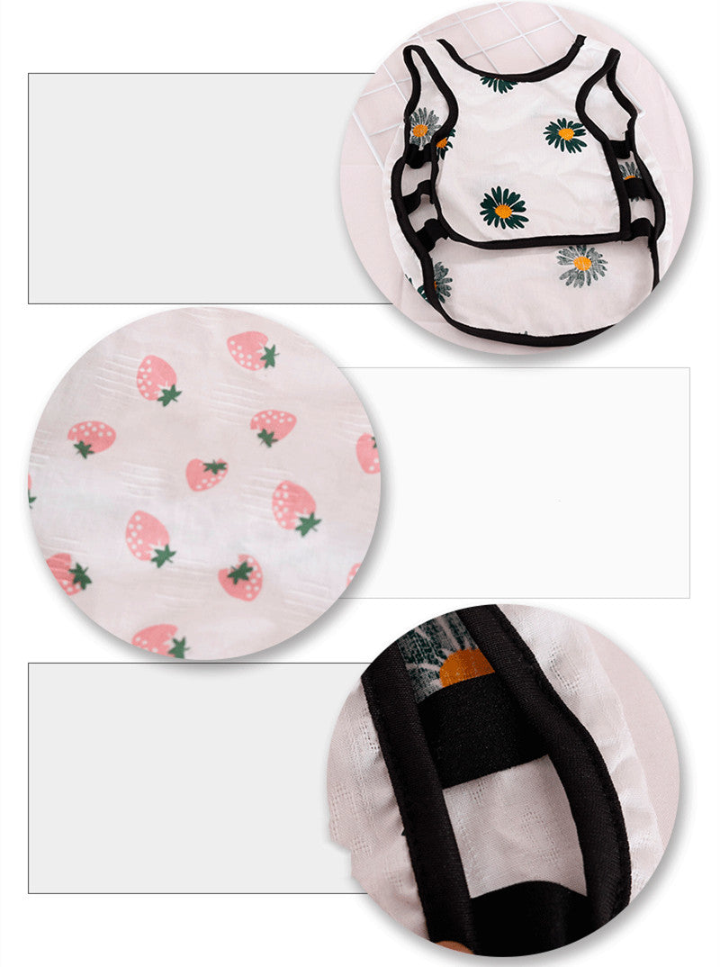 KFX-3305405 Lightweight Cotton Summer Pet Dog Vest in Strawberry and Chrysanthemum for Small to Medium Breeds