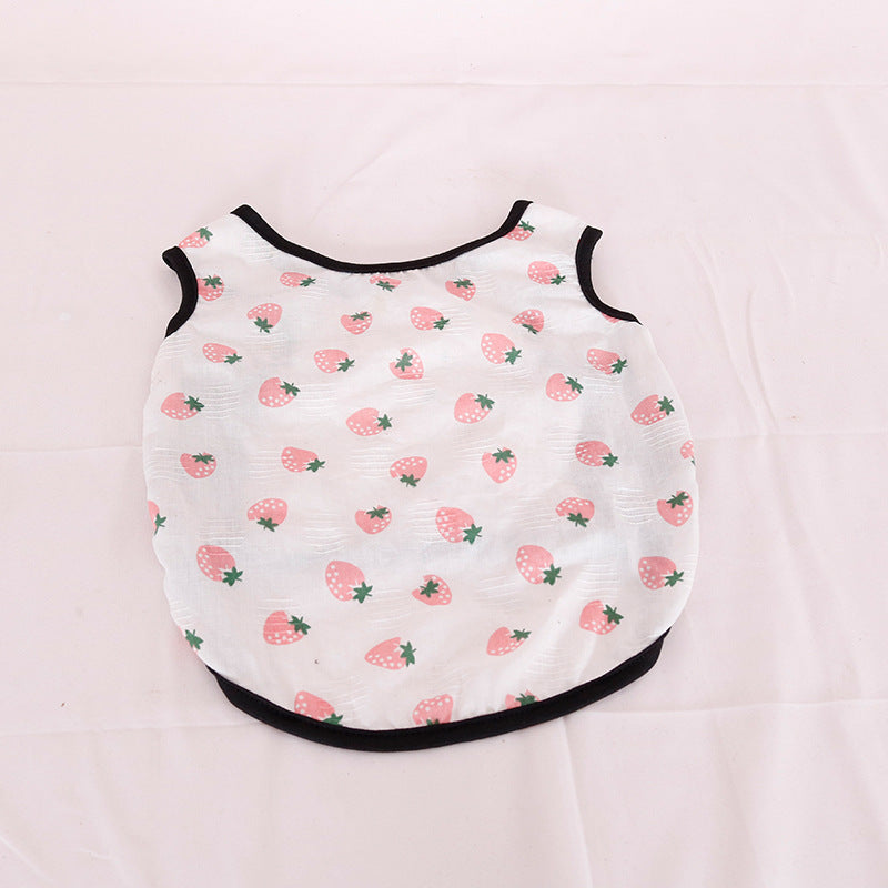 KFX-3305405 Lightweight Cotton Summer Pet Dog Vest in Strawberry and Chrysanthemum for Small to Medium Breeds