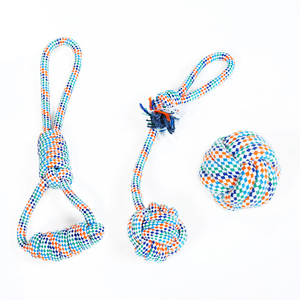 KFX-3305661 Cotton Rope Chew Toy for Dogs - Knot Ball for Teething and Stress Relief