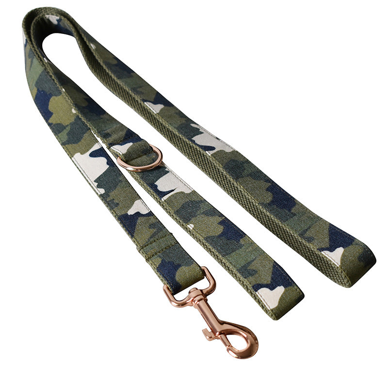 KFX-3306813 Army Green Camouflage Dog Collar - Durable Polyester for All Seasons, Available in S-XL