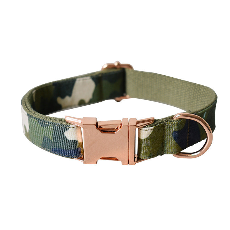 KFX-3306813 Army Green Camouflage Dog Collar - Durable Polyester for All Seasons, Available in S-XL