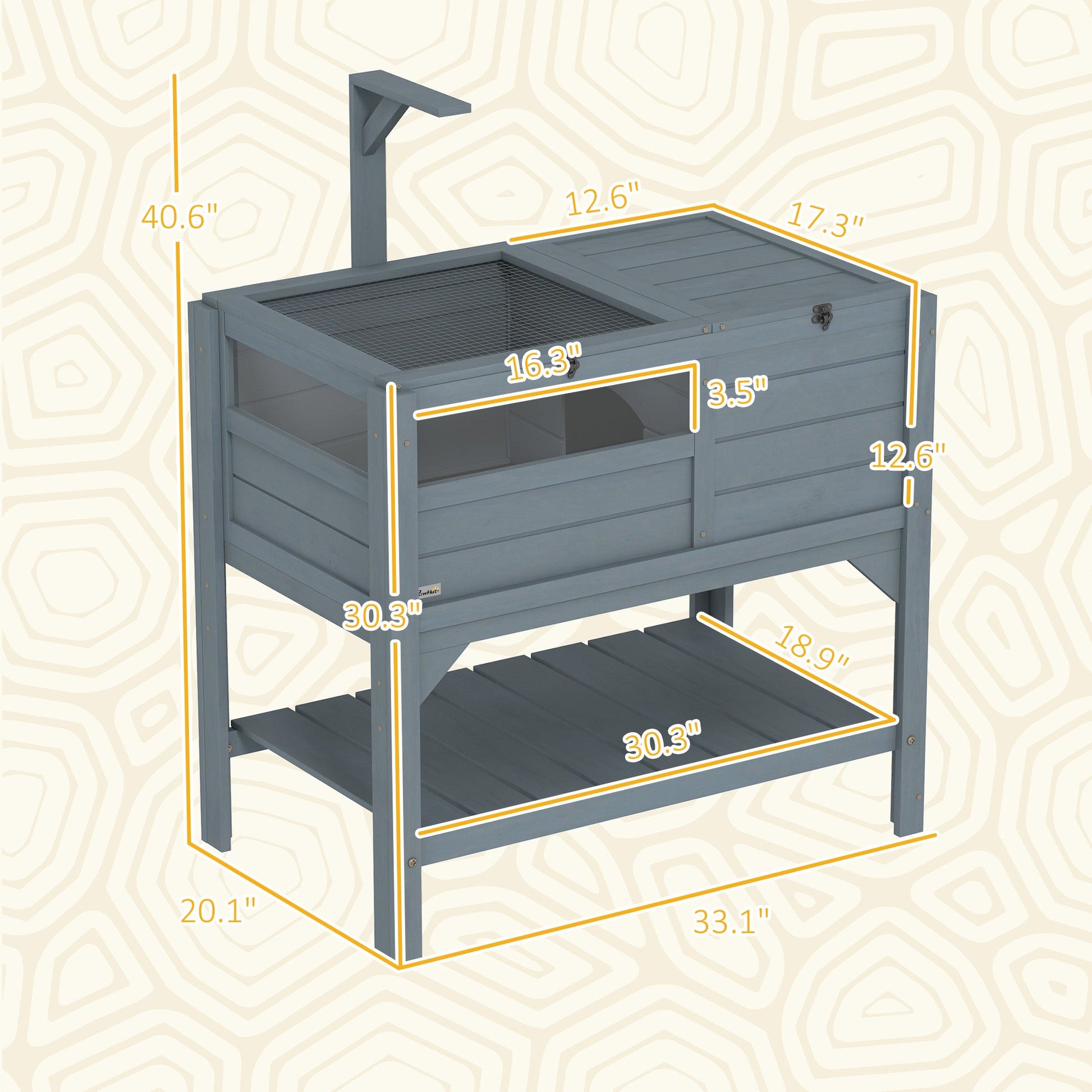 KFX-3308477 Gray Tortoise Habitat with Storage Shelf and Weather Protection for Indoor Use