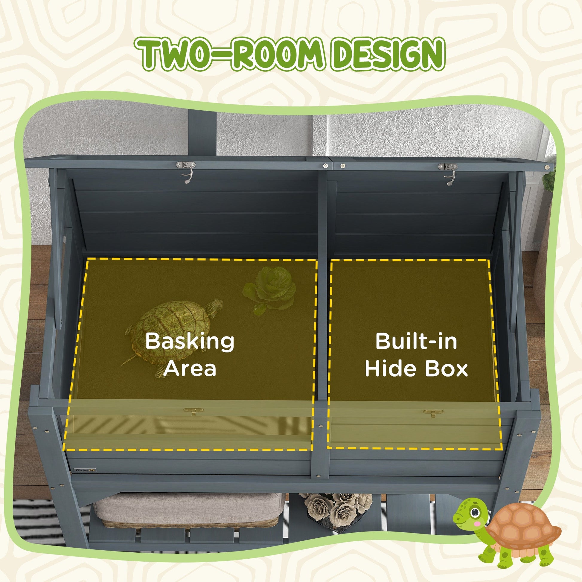 KFX-3308477 Gray Tortoise Habitat with Storage Shelf and Weather Protection for Indoor Use