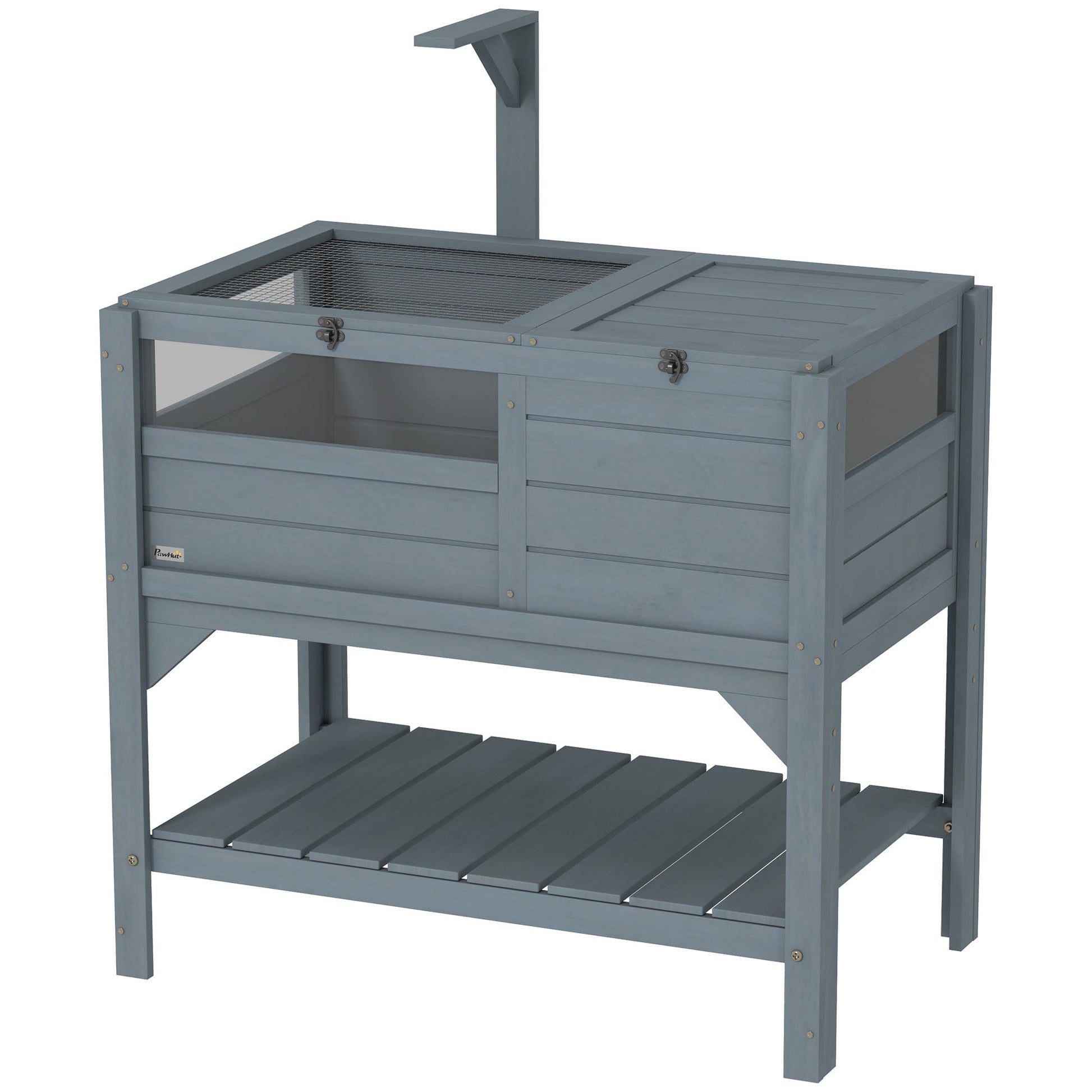 KFX-3308477 Gray Tortoise Habitat with Storage Shelf and Weather Protection for Indoor Use