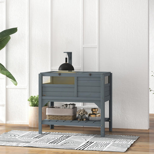KFX-3308477 Gray Tortoise Habitat with Storage Shelf and Weather Protection for Indoor Use
