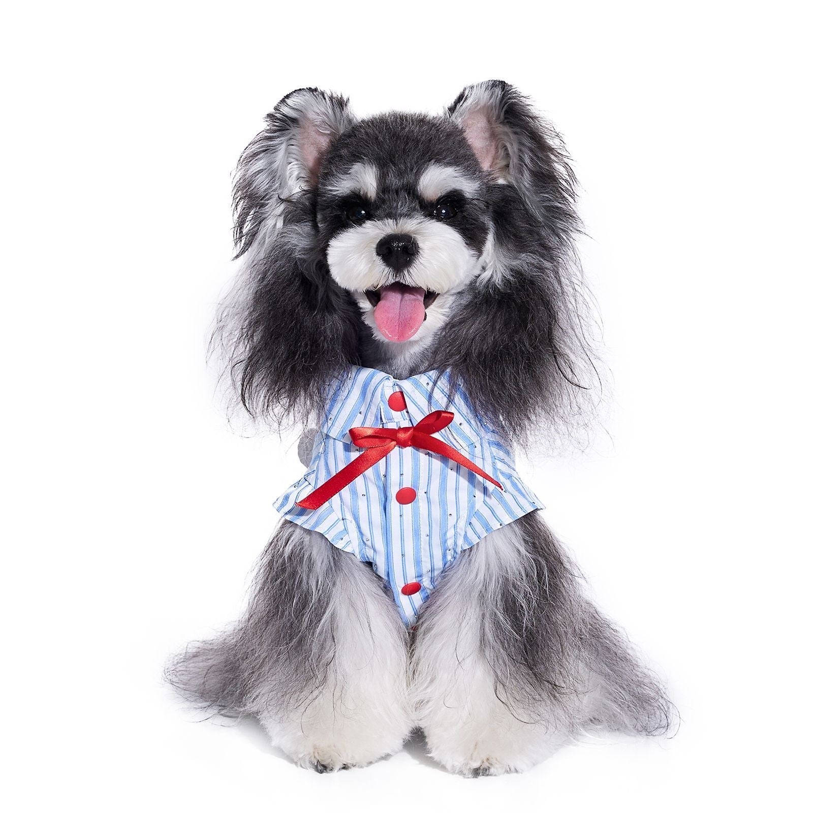 KFX-3310397 Cute Blue Summer Thin Shirt for Schnauzer Pets - Casual Wear