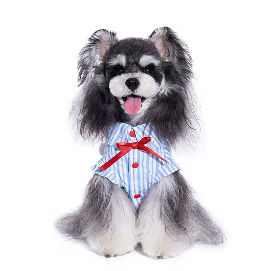 KFX-3310397 Cute Blue Summer Thin Shirt for Schnauzer Pets - Casual Wear