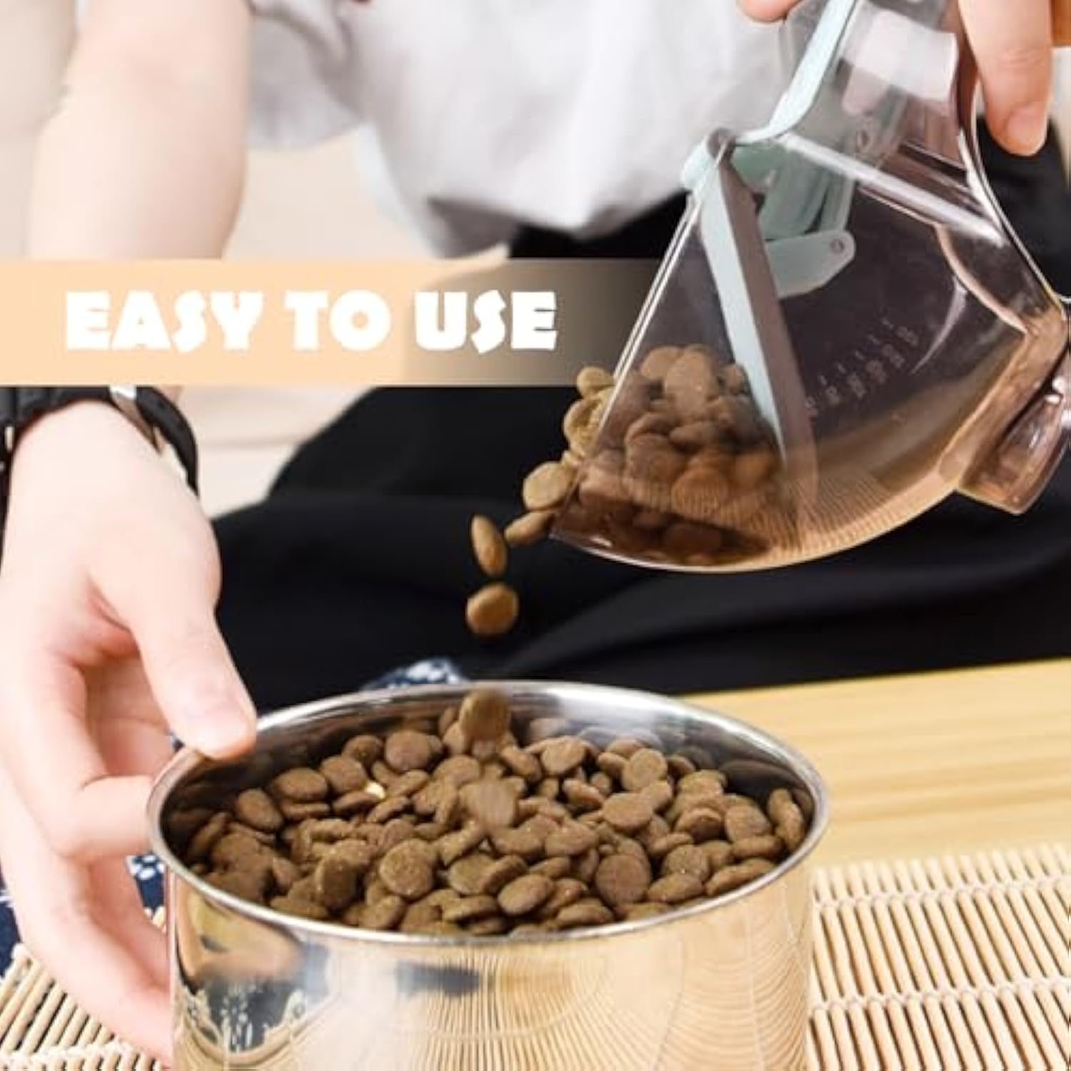 KFX-3312061 Pet Food Measuring Spoon and Scale - Stainless Steel Lightweight Scoop for Precise Portion Control