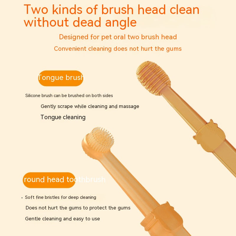 KFX-3312445 Pet Silicone Finger Toothbrush and Three-Piece Toothbrush Set for Cats and Dogs