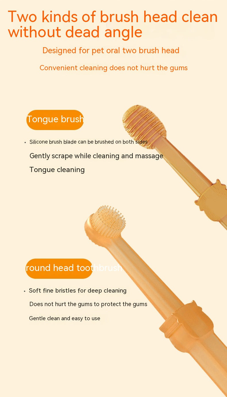 KFX-3312445 Pet Silicone Finger Toothbrush and Three-Piece Toothbrush Set for Cats and Dogs
