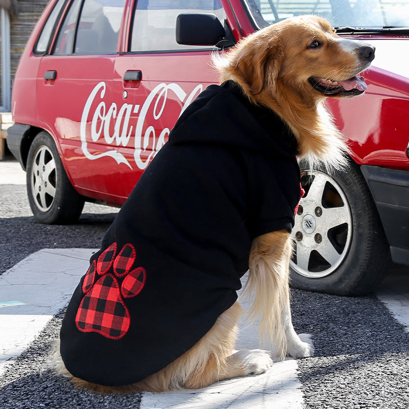 KFX-3315645 Plaid Dog Sweater for Small to Large Dogs - Cozy Polyester Knit in Classic Black
