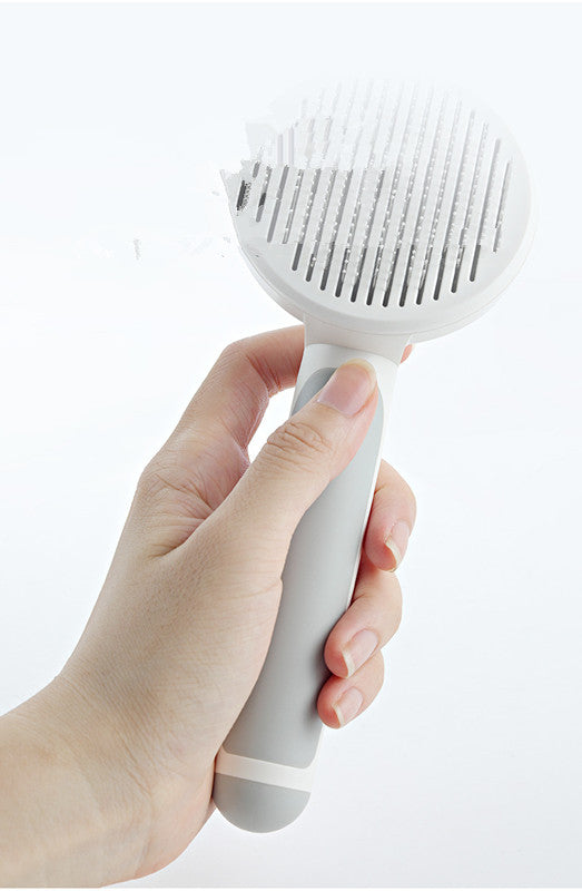 KFX-3316157 Round Handle Self-Cleaning Pet Comb for Gentle Knot Removal