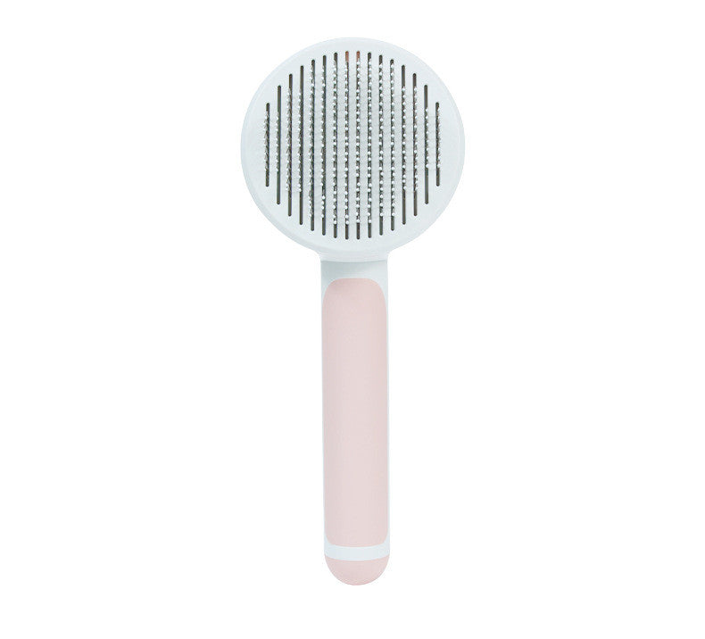 KFX-3316157 Round Handle Self-Cleaning Pet Comb for Gentle Knot Removal