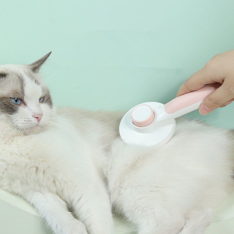 KFX-3316157 Round Handle Self-Cleaning Pet Comb for Gentle Knot Removal
