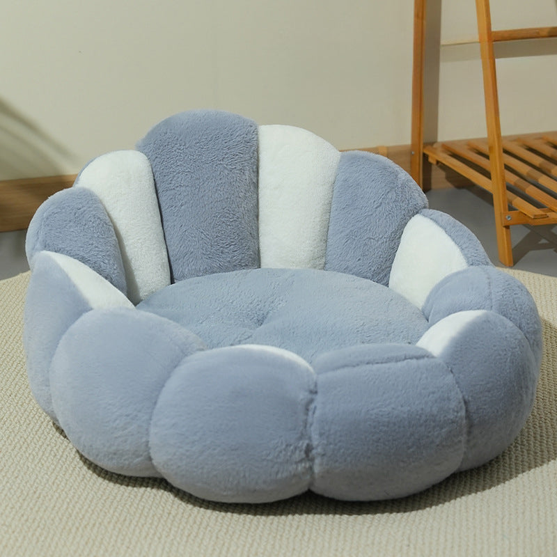 KFX-3317821 Cozy Grayish White Shell Nest for Cats and Dogs - Soft Rabbit Fur and PP Cotton, Warm for All Seasons