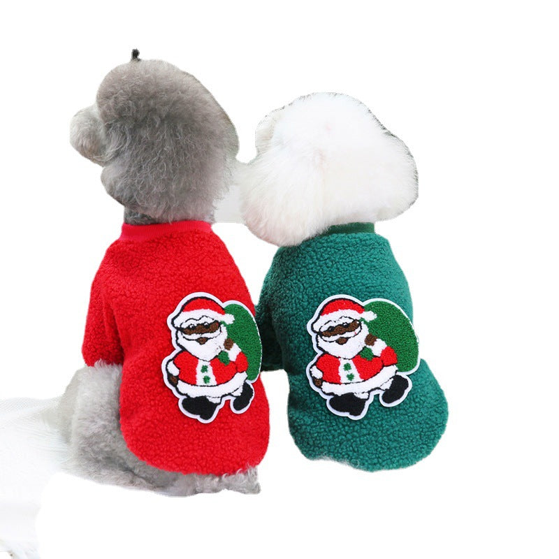 KFX-3318717 Fluffy Winter Jacket for Small Dogs in Christmas Tree and Santa Claus Designs