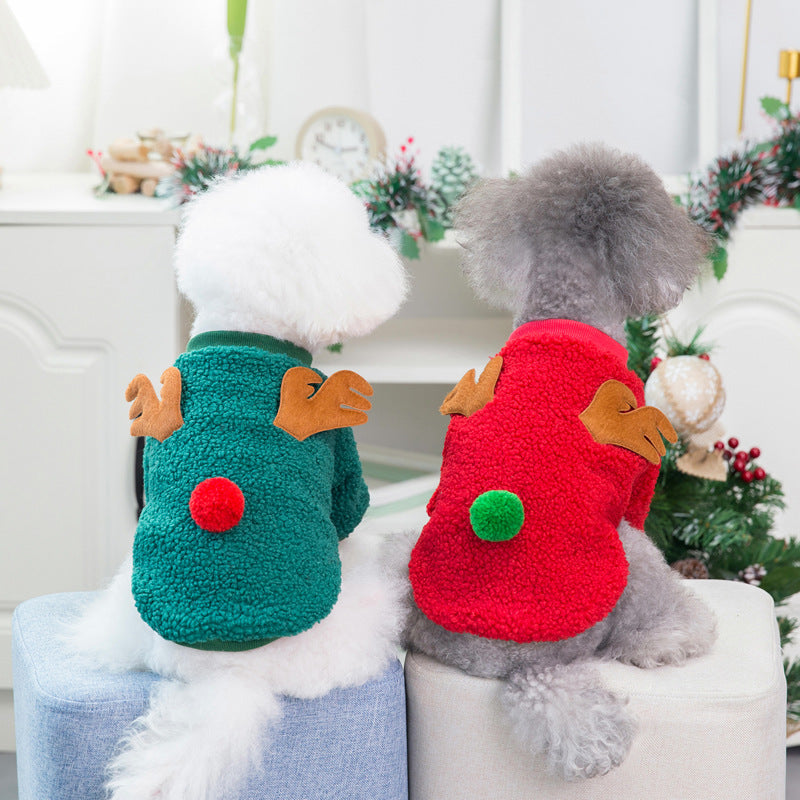KFX-3318717 Fluffy Winter Jacket for Small Dogs in Christmas Tree and Santa Claus Designs