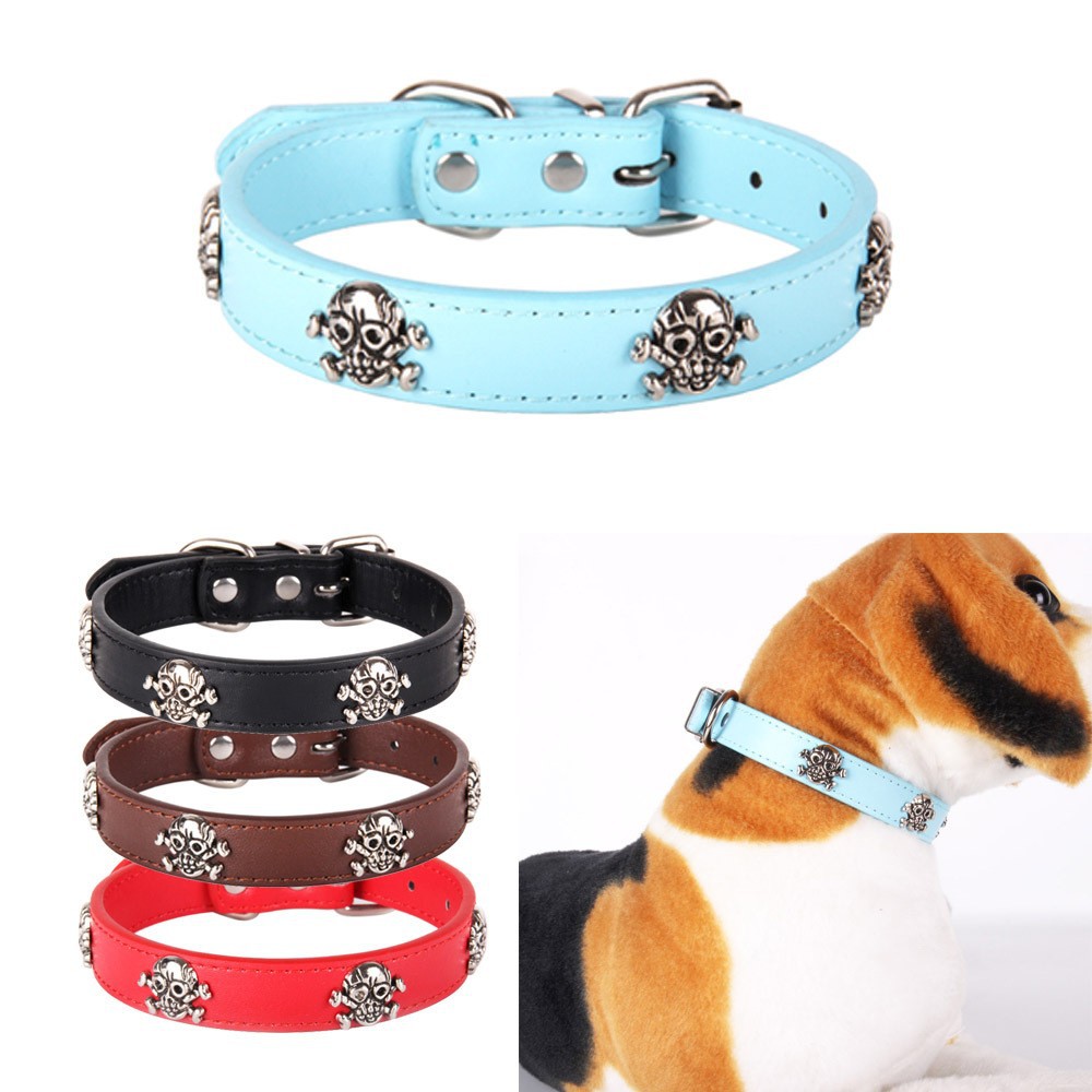 KFX-3320125 Stylish PU Dog Spike Collar in Sky Blue, Red, Coffee, and Black