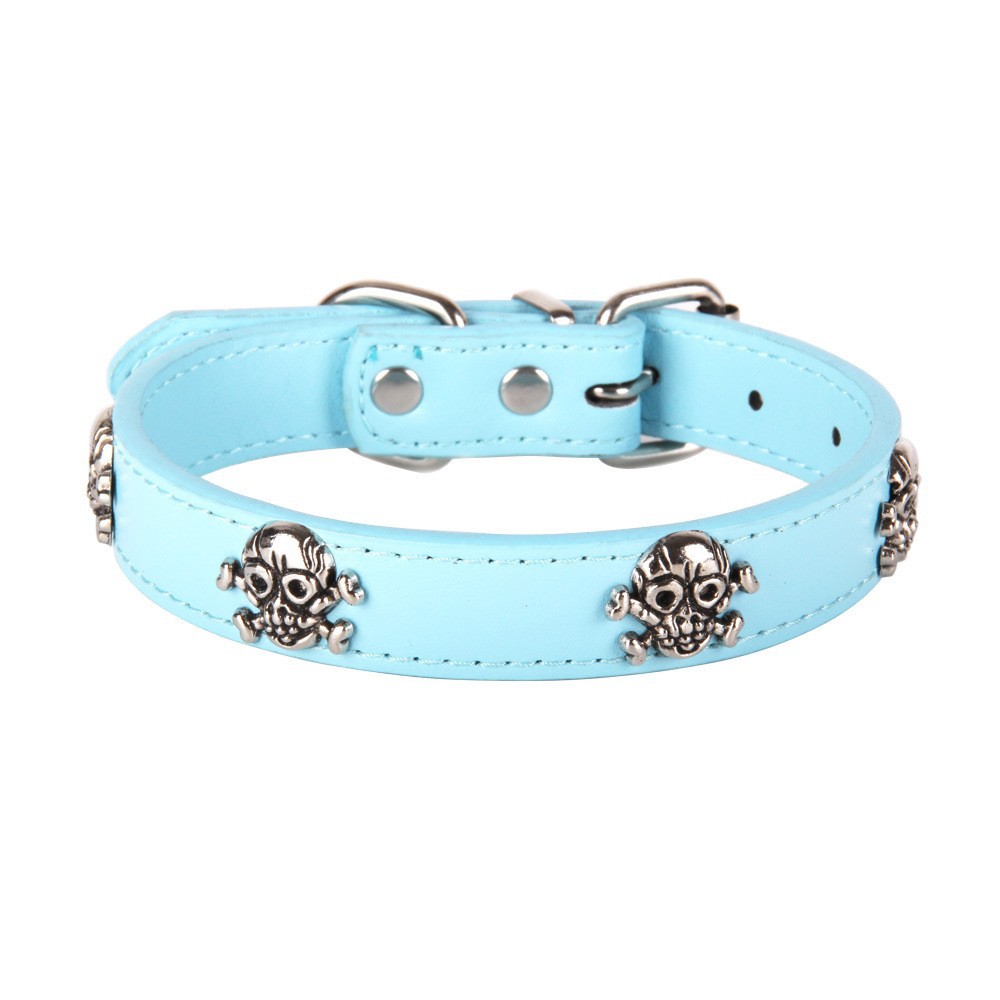 KFX-3320125 Stylish PU Dog Spike Collar in Sky Blue, Red, Coffee, and Black