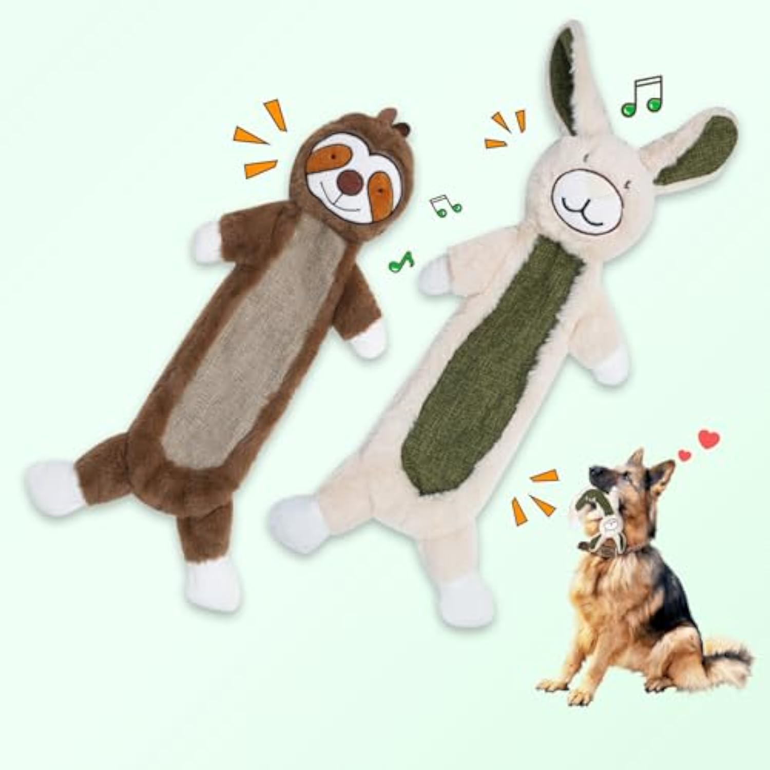 KFX-3323581 No Stuffing Crinkle Plush Dog Toys for Interactive Play - Perfect for Heavy Chewers of All Sizes