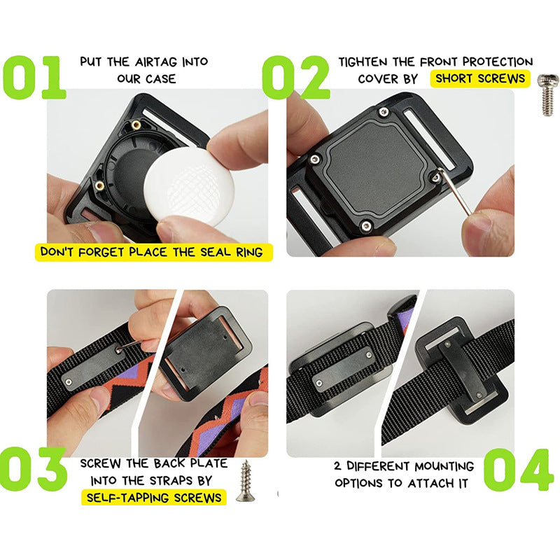 KFX-3328061 Waterproof Protective Case for Airtag - Durable ABS Plastic for Dog Collar Tracking