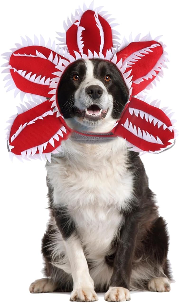 KFX-3329341 Pet Demon Costume Hat for Medium Dogs – Halloween Chomper Headband Cosplay Accessory