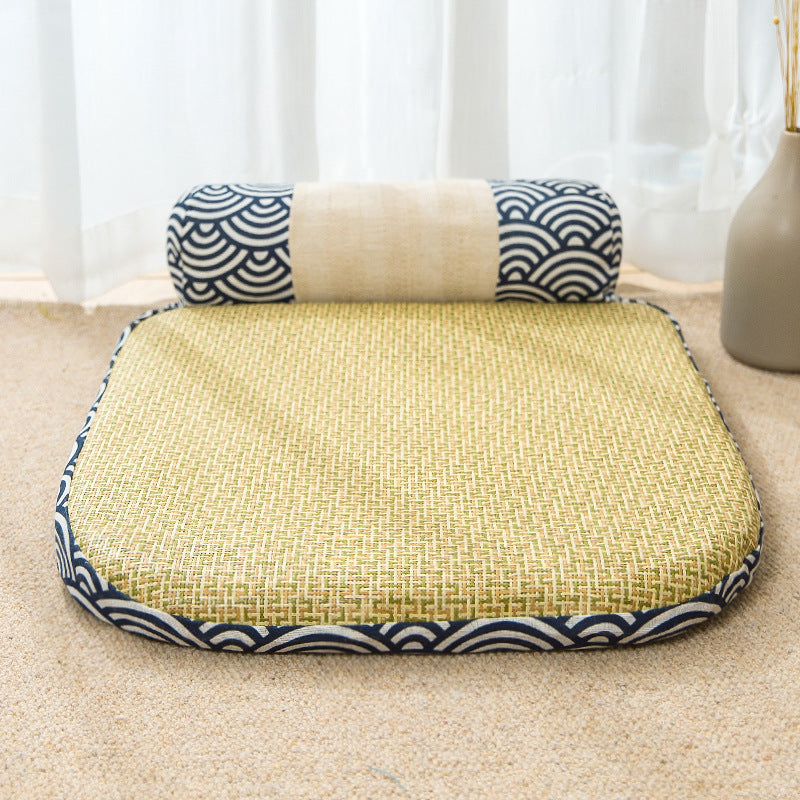 KFX-3330109 Stylish Summer Pet Nest Mat with Straw Weaving and Zen Design for Cats and Small Dogs
