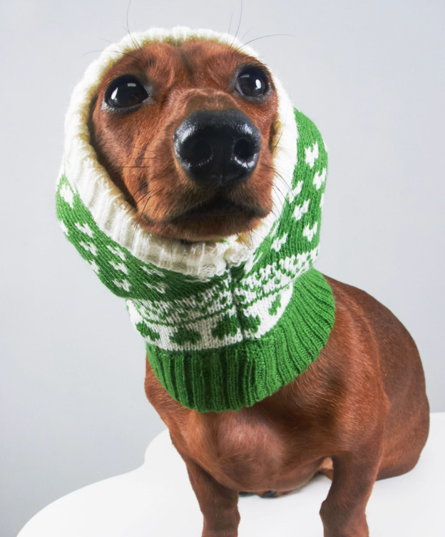 KFX-3330621 Knitted Wool Snowflake Hat for Pets - Warm Winter Casual Style in Various Sizes