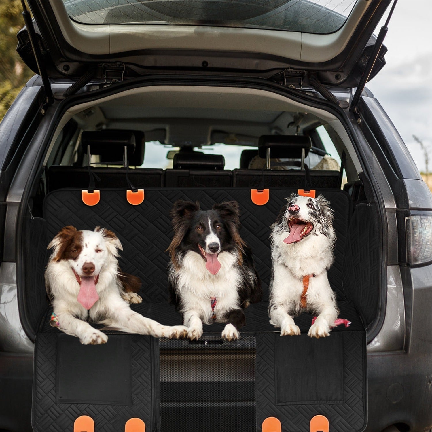 KFX-3330877 Waterproof Dog Car Seat Cover with Hammock Design, Non-Slip Oxford Fabric, Storage Bag & Mesh Window for SUVs and Trucks