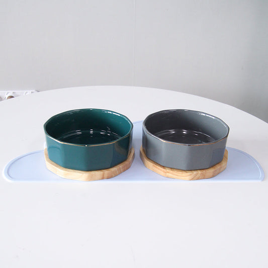 KFX-3332029 Ceramic Nordic Wind Pet Bowl for Cats and Dogs - Medium Size, Three Color Design