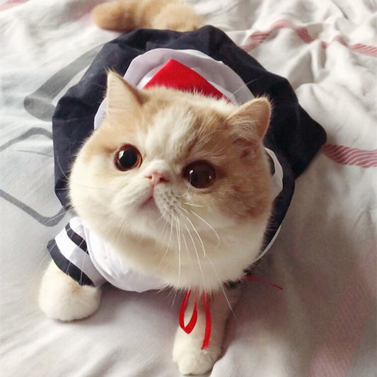 KFX-3334205 Adorable Sailor Suit Dress for Cats in Various Colors and Sizes