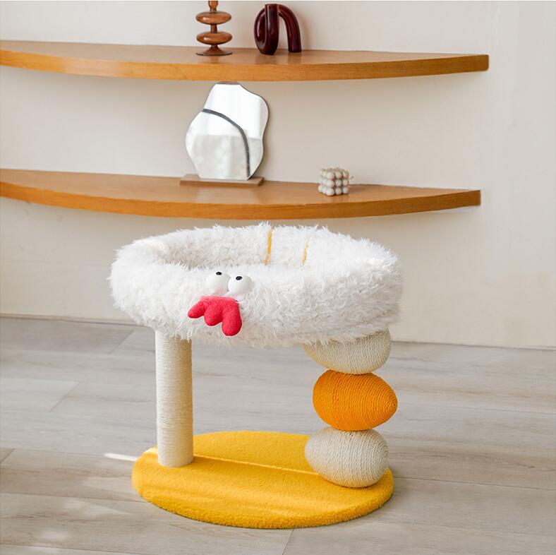 KFX-3335101 Cat Climbing Frame with Multifunctional Jumping Platform for Play and Rest, Yellow