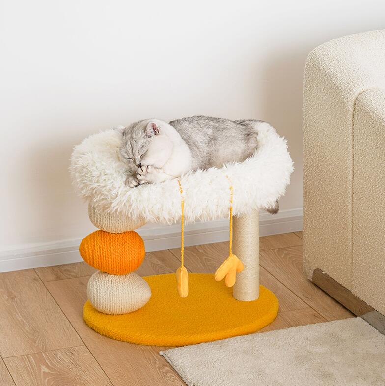 KFX-3335101 Cat Climbing Frame with Multifunctional Jumping Platform for Play and Rest, Yellow