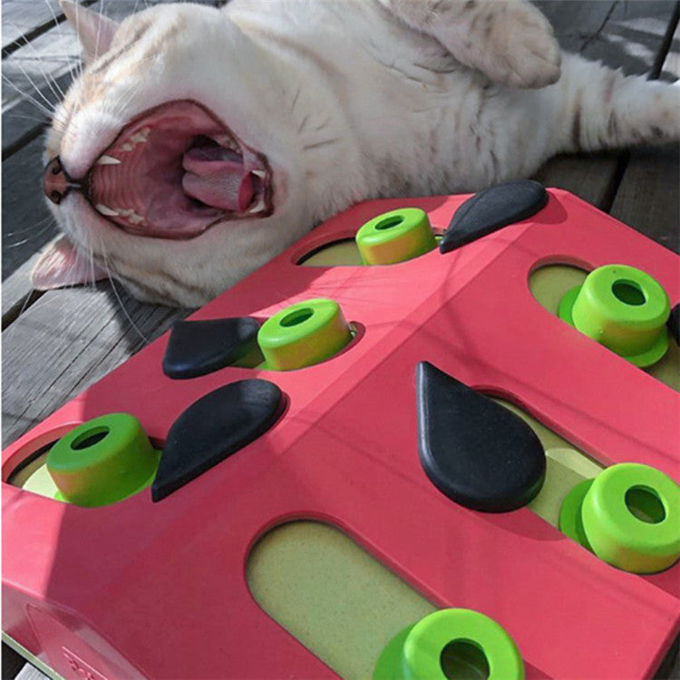 KFX-3335613 Cat Scratch Board with Slow Food Dispenser - Crazy Watermelon, Cloud, Leaf Designs