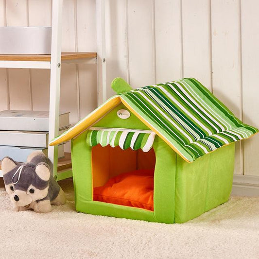 KFX-3335869 Removable Cover Striped Pet House Bed for Small to Medium Dogs and Cats