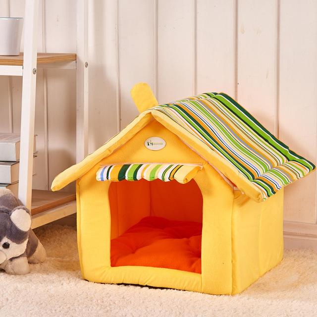 KFX-3335869 Removable Cover Striped Pet House Bed for Small to Medium Dogs and Cats